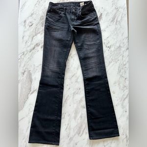 buffalo david bitton, black bootcut mid rise jean: size 28, tall